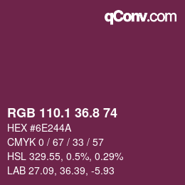 カラーコード: RGB 110.1 36.8 74 | qconv.com