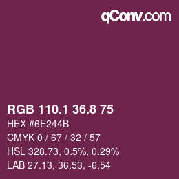 カラーコード: RGB 110.1 36.8 75 | qconv.com