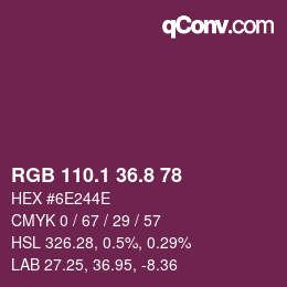 カラーコード: RGB 110.1 36.8 78 | qconv.com