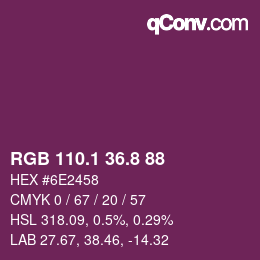 カラーコード: RGB 110.1 36.8 88 | qconv.com