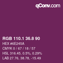 カラーコード: RGB 110.1 36.8 90 | qconv.com