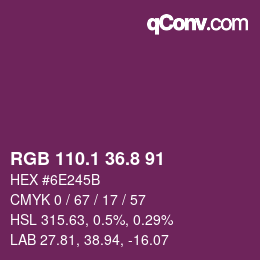 カラーコード: RGB 110.1 36.8 91 | qconv.com