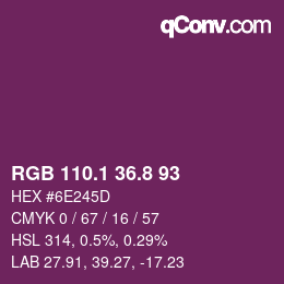 カラーコード: RGB 110.1 36.8 93 | qconv.com