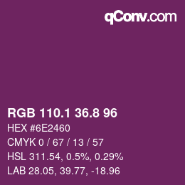 カラーコード: RGB 110.1 36.8 96 | qconv.com