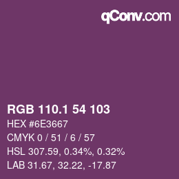 カラーコード: RGB 110.1 54 103 | qconv.com