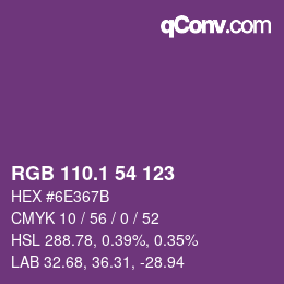 カラーコード: RGB 110.1 54 123 | qconv.com