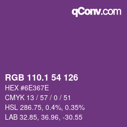 カラーコード: RGB 110.1 54 126 | qconv.com