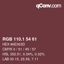カラーコード: RGB 110.1 54 61 | qconv.com