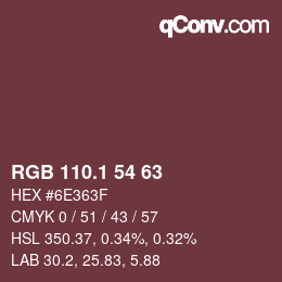 カラーコード: RGB 110.1 54 63 | qconv.com
