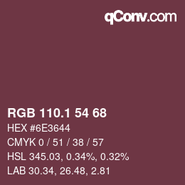 カラーコード: RGB 110.1 54 68 | qconv.com