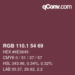 カラーコード: RGB 110.1 54 69 | qconv.com