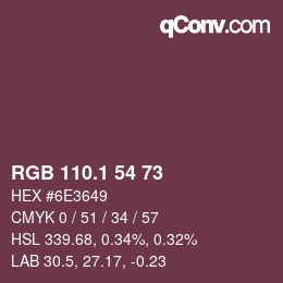 カラーコード: RGB 110.1 54 73 | qconv.com