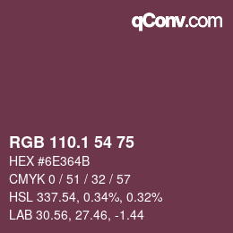 カラーコード: RGB 110.1 54 75 | qconv.com