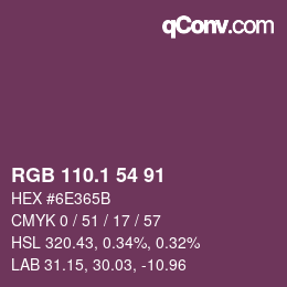 カラーコード: RGB 110.1 54 91 | qconv.com