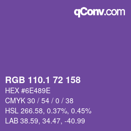 カラーコード: RGB 110.1 72 158 | qconv.com