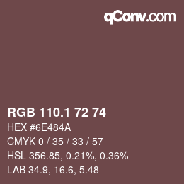 カラーコード: RGB 110.1 72 74 | qconv.com