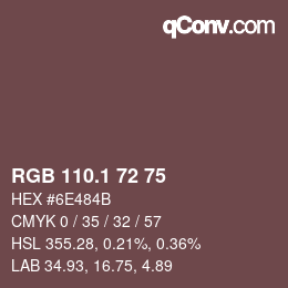 カラーコード: RGB 110.1 72 75 | qconv.com