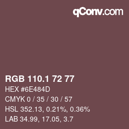 カラーコード: RGB 110.1 72 77 | qconv.com