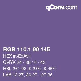 カラーコード: RGB 110.1 90 145 | qconv.com