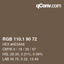 カラーコード: RGB 110.1 90 72 | qconv.com