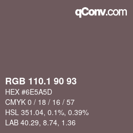 カラーコード: RGB 110.1 90 93 | qconv.com