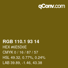 カラーコード: RGB 110.1 93 14 | qconv.com
