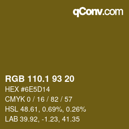 カラーコード: RGB 110.1 93 20 | qconv.com