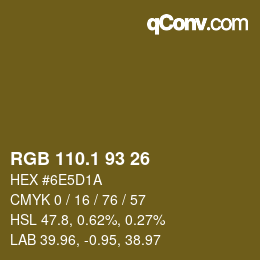 カラーコード: RGB 110.1 93 26 | qconv.com