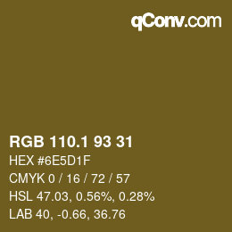 カラーコード: RGB 110.1 93 31 | qconv.com