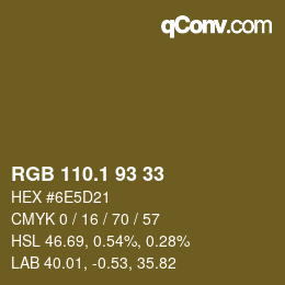 カラーコード: RGB 110.1 93 33 | qconv.com