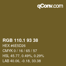 カラーコード: RGB 110.1 93 38 | qconv.com