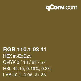 カラーコード: RGB 110.1 93 41 | qconv.com