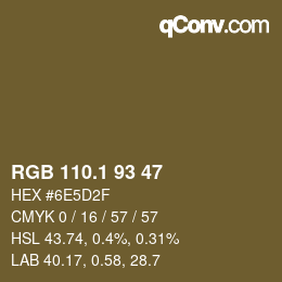 カラーコード: RGB 110.1 93 47 | qconv.com