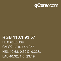 カラーコード: RGB 110.1 93 57 | qconv.com