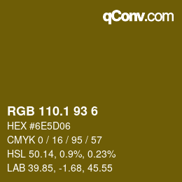 カラーコード: RGB 110.1 93 6 | qconv.com