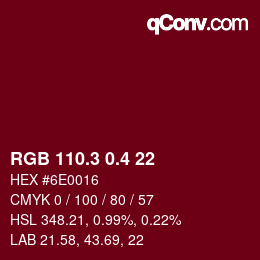 カラーコード: RGB 110.3 0.4 22 | qconv.com