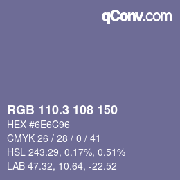 カラーコード: RGB 110.3 108 150 | qconv.com