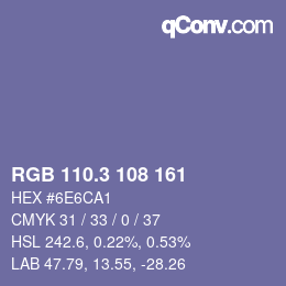 カラーコード: RGB 110.3 108 161 | qconv.com