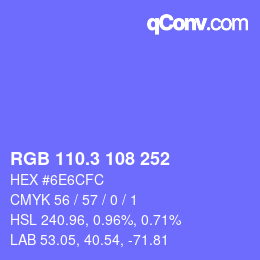 カラーコード: RGB 110.3 108 252 | qconv.com