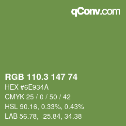 カラーコード: RGB 110.3 147 74 | qconv.com