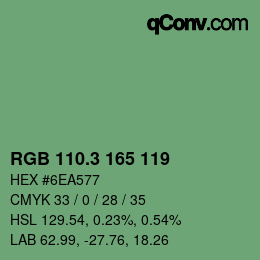カラーコード: RGB 110.3 165 119 | qconv.com
