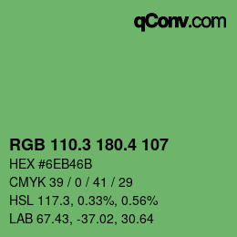 カラーコード: RGB 110.3 180.4 107 | qconv.com