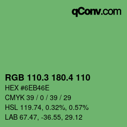 カラーコード: RGB 110.3 180.4 110 | qconv.com
