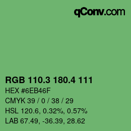 カラーコード: RGB 110.3 180.4 111 | qconv.com