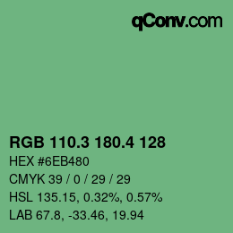カラーコード: RGB 110.3 180.4 128 | qconv.com