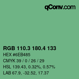 カラーコード: RGB 110.3 180.4 133 | qconv.com