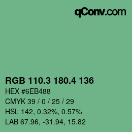 カラーコード: RGB 110.3 180.4 136 | qconv.com