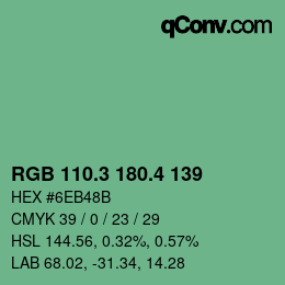 カラーコード: RGB 110.3 180.4 139 | qconv.com