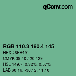 カラーコード: RGB 110.3 180.4 145 | qconv.com