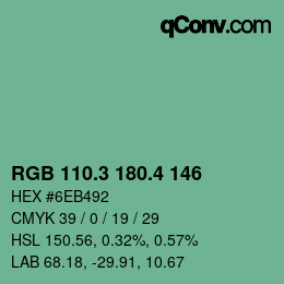 カラーコード: RGB 110.3 180.4 146 | qconv.com